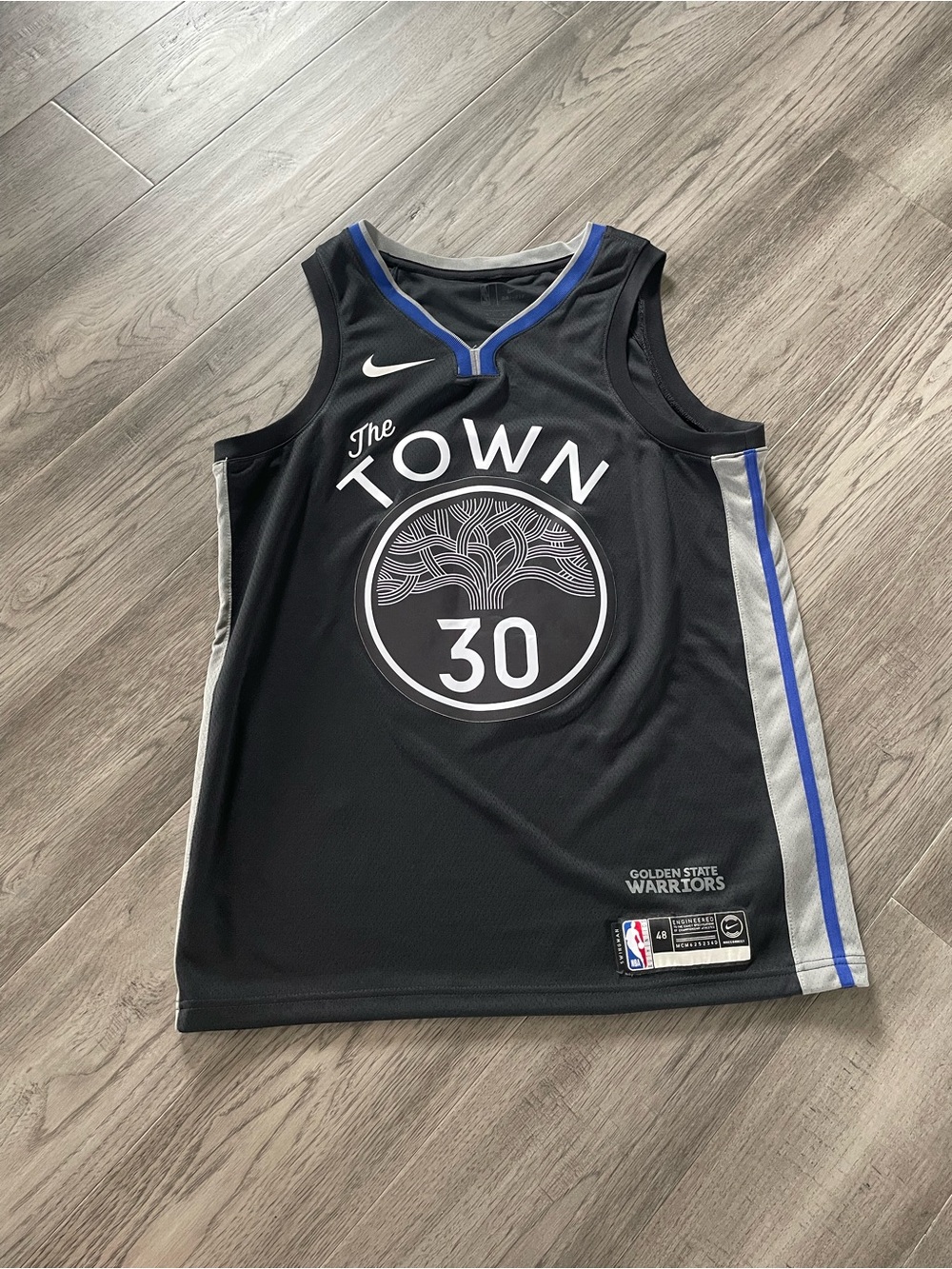 NBA Golden State Warriors The Town #30 Black and Gray Jersey with Blue Trim